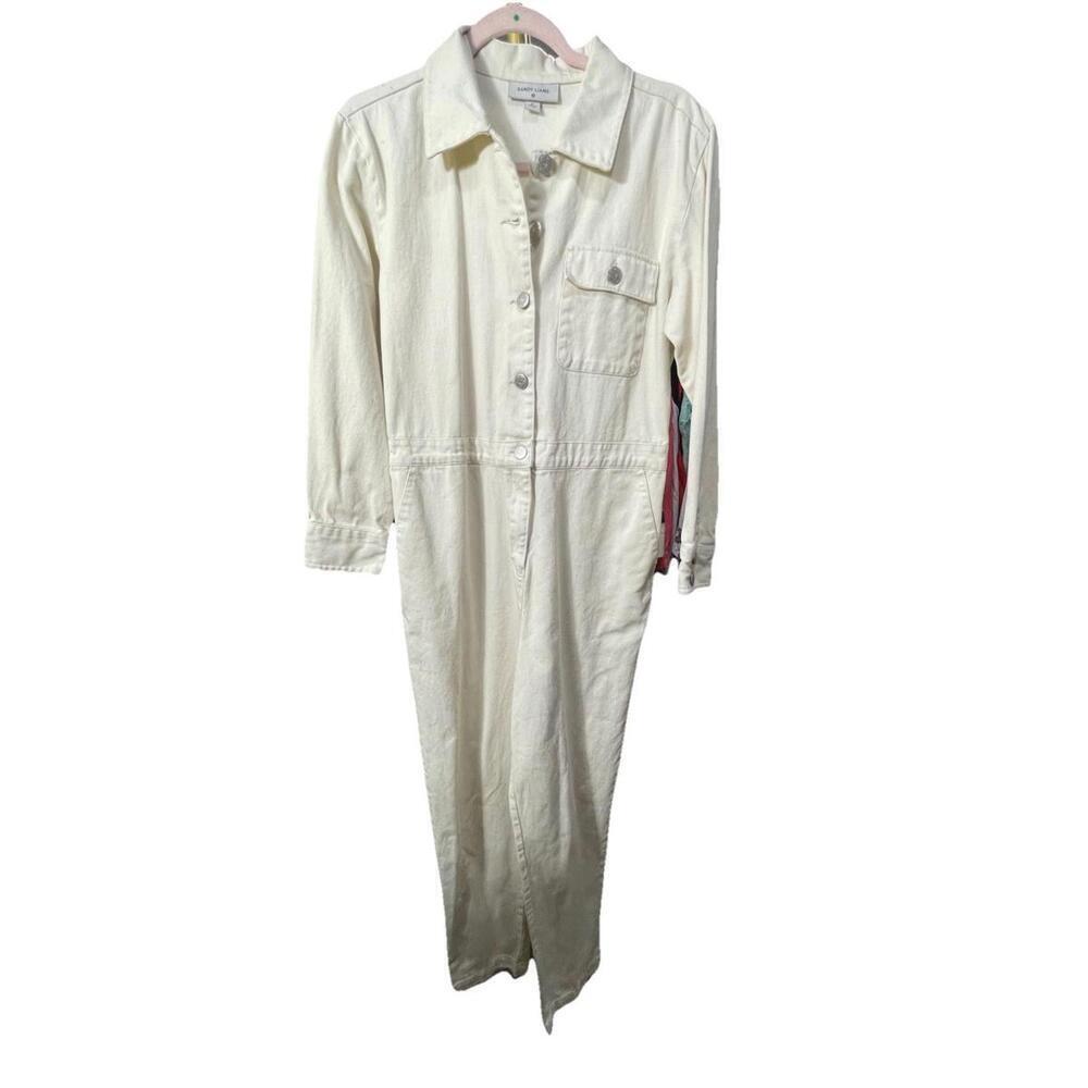Sandy Laing Target Women’s Cream Denim 100% Cotton Jumpsuit Coveralls Sz 6